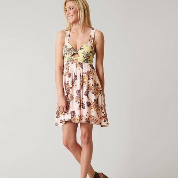 Free people floral cutout mini dress Sz S - Picture 2 of 6